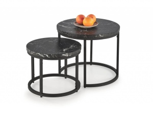SET 2 MASUTE DE CAFEA OREO, EFECT DE MARMURA NEAGRA/NEGRU, DIN MDF FURNIRUIT SI METAL, STIL MODERN, HALMAR - Img 1