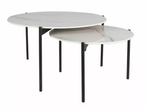 SET 2 MASUTE DE CAFEA VETRO , 60/80 CM, EFECT DE MARMURA ALBA/NEGRU, BLAT DIN CERAMICA SI CADRU DIN METAL, STIL MODERN - Img 1