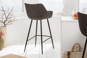 SET 2 SCAUNE DE BAR, DUTCH COMFORT, DE CULOARE GRI ANTICHIZAT, COD 39936, DESIGN RETRO - Img 3