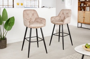 SET 2 SCAUNE DE BAR, MILANO, DIN CATIFEA CREM SI METAL, DESIGN MODERN