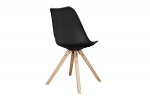 SET 2 SCAUNE, DIN LEMN MASIV SI PIELE ECO, NEGRU, SCANDINAVIA, COD 36188, DESIGN SCANDINAV - Img 3