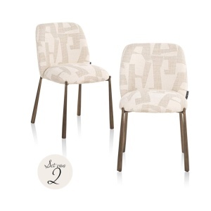 SET 2 SCAUNE DINING LANA, REALIZAT DIN METAL, LEMN DE FAG SI TEXTIL, CULOARE BEJ, DESIGN DEOSEBIT, RICHMOND INTERIORS - Img 2
