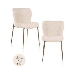 SET 2 SCAUNE DINING ODARBY, REALIZAT DIN METAL SI TEXTIL, CULOARE CREM, DESIGN DEOSEBIT, RICHMOND INTERIORS