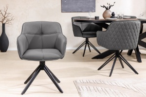 SET 2 SCAUNE OFFICE, ROTATIVE 180 GRADE, EUPHORIA, DIN PIELE GRI SI METAL, ARTIM GROUP SELECTION - Img 5
