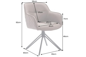 SET 2 SCAUNE OFFICE, ROTATIVE 180 GRADE, EUPHORIA, DIN PIELE GRI SI METAL, ARTIM GROUP SELECTION - Img 11