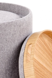 SET 2 TABURETI AVIKO, CU SPATIU DE DEPOZITARE, GRI/NATURAL, DIN MDF, FURNIR NATURAL SI STOFA, STIL MODERN - Img 3