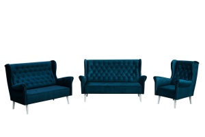 SET 3+2+1 CARMEN DIN STOFA ALBASTRU INCHIS DE CALITATE SUPERIOARA