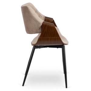SET 4 SCAUNE, ARTIM MEBLE, REALIZAT DIN MATERIAL CATIFEA BEJ SI FURNIR/METAL, STIL MODERN - Img 8