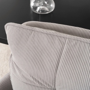 SET 4 SCAUNE, ARTIM MEBLE, REALIZAT DIN MATERIAL CATIFEA RAIAT GRI SI METAL, STIL MODERN - Img 4