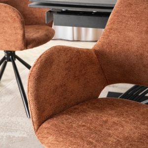 SET 4 SCAUNE, ARTIM MEBLE, REALIZAT DIN MATERIAL TEXTIL BOUCLE CARAMIZIU SI METAL, STIL MODERN - Img 3