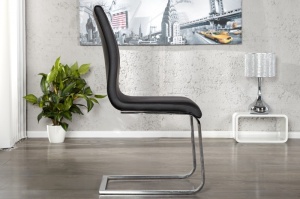 SET 4 SCAUNE DINING SAU BIROU NEGRE/CROM HAMPTON 22123 - DESIGN MODERN