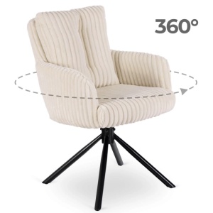 SET 4 SCAUNE ROTATIVE, ARTIM MEBLE, REALIZAT DIN CATIFEA RAIAT CREM SI METAL, STIL MODERN - Img 9