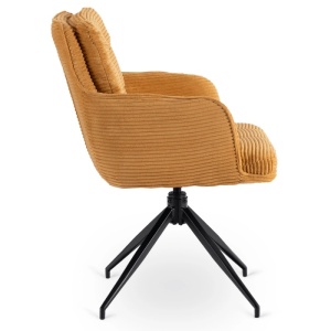 SET 4 SCAUNE ROTATIVE, ARTIM MEBLE, REALIZAT DIN MATERIAL CATIFEA RAIAT GALBEN MUSTAR SI METAL, STIL MODERN - Img 7