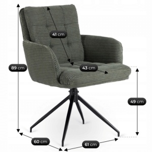 SET 4 SCAUNE ROTATIVE, ARTIM MEBLE, REALIZAT DIN MATERIAL CATIFEA RAIAT VERDE SI METAL, STIL MODERN - Img 10