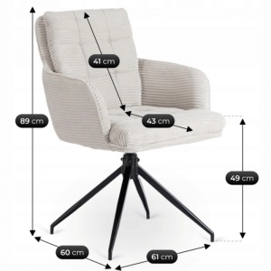 SET 4 SCAUNE ROTATIVE, ARTIM MEBLE, REALIZAT DIN MATERIAL CATIFEA RAIAT GRI SI METAL, STIL MODERN - Img 11