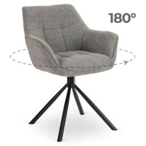 SET 4 SCAUNE ROTATIVE, ARTIM MEBLE, REALIZAT DIN MATERIAL TEXTIL BOUCLE GRI SI METAL, STIL MODERN - Img 10