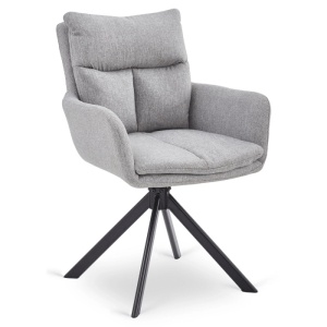 SET 4 SCAUNE ROTATIVE, ARTIM MEBLE, REALIZAT DIN MATERIAL TEXTIL GRI SI METAL, STIL MODERN - Img 2