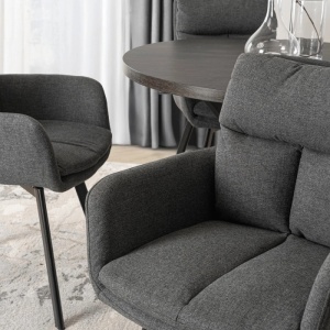 SET 4 SCAUNE ROTATIVE, ARTIM MEBLE, REALIZAT DIN MATERIAL TEXTIL GRI INCHIS SI CADRUL DIN METAL, STIL MODERN - Img 3