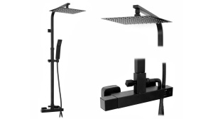 SET DE DUS REA FENIX MILAN CU TERMOSTAT, NEGRU MAT, DIN ALAMA, CALITATE SUPERIOARA