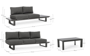 SET LOUNGE DE GRADINA/TERASA KONNOR, GRI ANTRACIT, CONFECTIONAT DIN ALUMINIU SI TEXTIL, STIL MODERN - Img 5