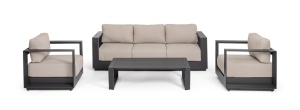 SET LOUNGE DE GRADINA/TERASA, MOSES ATRACIT/BEJ, CONFECTIONAT DIN TEXTIL SI ALUMINIU, STIL MODERN - Img 5