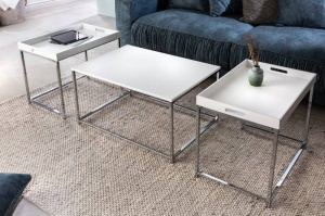 SET MASUTE, ELEMENTS, DIN METAL SI FURNIR ALB, STIL MODERN