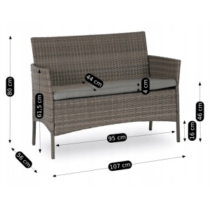 SET MOBILIER DE GRADINA/TERASA, MISSISSIPI, ARTIM MEBLE, DIN METAL, TECHNORATAN SI STICLA, CULOARE GRI - Img 11