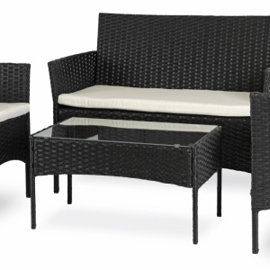 SET MOBILIER DE GRADINA/TERASA, MISSISSIPI, DIN METAL, TECHNORATAN, TEXTIL SI STICLA, CULOARE NEGRU/BEJ, ARTIM MEBLE - Img 10