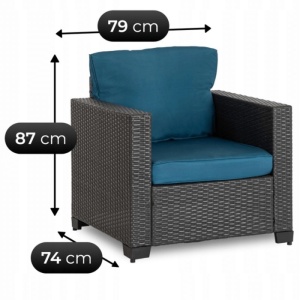 SET MOBILIER DE GRADINA/TERASA, OLIMPIA, ARTIM MEBLE, DIN TECHNORATAN SI STICLA, CULOARE GRI/ALBASTRU - Img 11