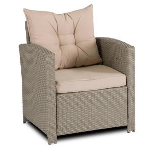 SET MOBILIER DE LUAT MASA, GRADINA/TERASA, COLORADO, ARTIM MEBLE, DIN METAL, TECHNORATAN SI STICLA, CULOARE BEJ - Img 5