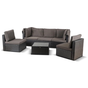 SET MOBILIER TERASA/GRADINA, CALIENTE, ARTIM MEBLE, DIN TEHNORATAN SI TEXTIL, CULOARE NEGRU/MARO - Img 2