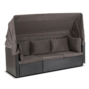 SET MOBILIER TERASA/GRADINA, CALIENTE, ARTIM MEBLE, DIN TEHNORATAN SI TEXTIL, CULOARE NEGRU/MARO - Img 6