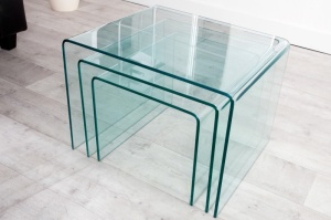 SET TREI MASUTE SUPRAPOZABILE, GHOST, STICLA, DESIGN MODERN - Img 3