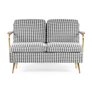 Sofa CARDI 2, negru/alb/auriu, cu tapiterie din textil, ATR
