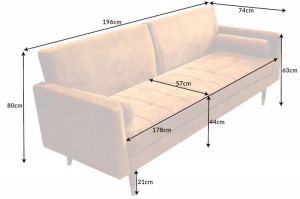 SOFA EXTENSIBILA, COUTURE 195CM, MICROFIBRA GALBEN PAL, COD 42490, MODEL DEOSEBIT - Img 7