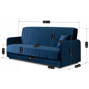 STOC LIMITAT!!! SET 2 CANAPELE EXTENSIBILE 200CM, ARTIM MEBLE, MATERIAL TEXTIL SI SUPORT METALIC, CULOARE ALBASTRA, STIL MODERN - Img 5