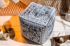 TABURET ALB/ALBASTRU ORIENTAL 39020 DESIGN MODERN - Img 2