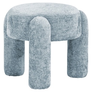 TABURET HOLLY LIGHT BLUE, CHENILLE BERGEN 602, S4743, CONFECTIONAT DIN 100% POLIESTER, LEMN, PLACAJ SI LEMN DE PIN, STIL MODERN