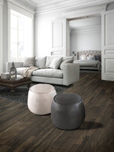 TABURET JOEL 297028, Ø49, GRI INCHIS, DIN LEMN, SPUMA SI PIELE ECOLOGICA, STIL MODERN, SCHULLER