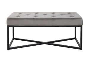 TABURET/MASUTA DE CAFEA CROSSOVER 90X40 GRI, CONFECTIONAT DIN CATIFEA SI OTEL, STIL MODERN