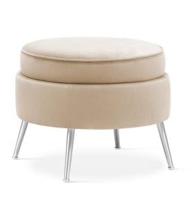 TABURET MUSZELKA, BEJ/CROM, DESIGN MODERN