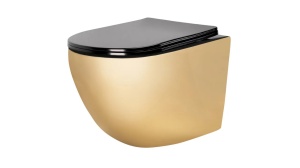 VAS DE TOALETA SUSPENDAT REA CARLO MINI FLAT, AURIU/NEGRU, DIN CERAMICA, CALITATE SUPERIOARA