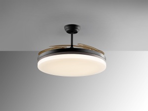 VENTILATOR VENTO, CU TELECOMANDA, 55 CM, NEGRU MAT/BRONZ/OPAL, DIN METAL SI ACRIL, STIL MODERN - Img 4