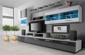 ANSAMBLU CU LEDURI TV BETA KM ALB/NEGRU/GRI DESIGN MODERN - Img 1