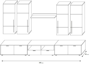 ANSAMBLU TV CU LEDURI BARI KM ALB/NEGRU DESIGN MODERN - Img 2