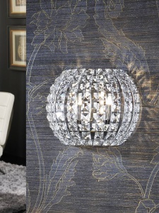 APLICA DIAMOND, 20 CM, CROM/TRANSPARENT, DIN METAL SI STICLA, STIL MODERN