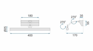 APLICA LED BAIE CHROME, 5W, 40 cm, CROM ARGINTIU, DIN METAL CROMAT, STIL MODERN, TU - Img 8