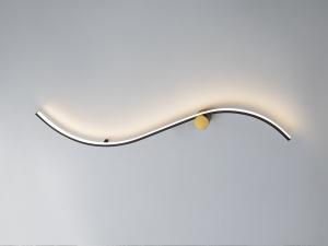APLICA SILOE, 102 CM, AURIU/NEGRU MAT/OPAL, DIN METAL, ALUMINIU SI ACRIL, STIL MODERN