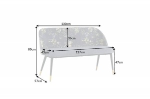 BANCA BOUTIQUE, DIN CATIFEA SI METAL, 130CM, MODEL FLORAL, GRI, ARTIM GROUP COLLECTION - Img 6