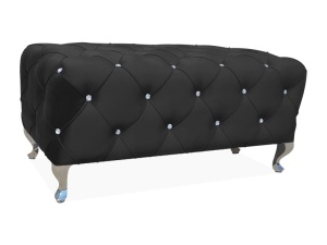 BANCHETA HESTIA, 100 CM, NEGRU BLUVEL 19/CROM, TAPITERIE DIN CATIFEA SI CADRU DIN METAL, STIL MODERN - Img 1